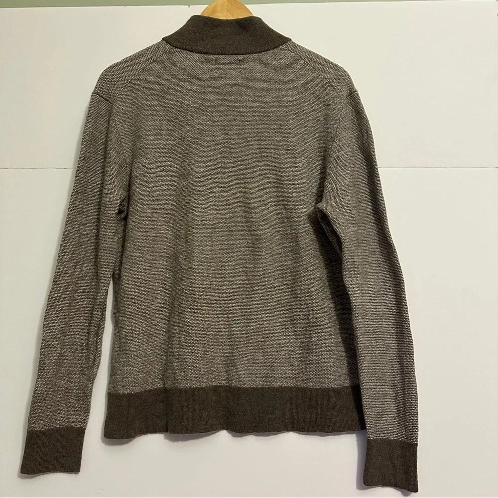UNTUCKit Belguardo Quarter Zip Men‎ XL Brown Merino Wool Jacquard Sweater 41312